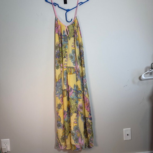 NWT Zara ZW Collection Womens Small Long Maxi Floral Print Dress Yellow 3193/123 - Picture 3 of 7